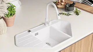 Chiuveta bucatarie granit copenhaga 900 corner alb termek
