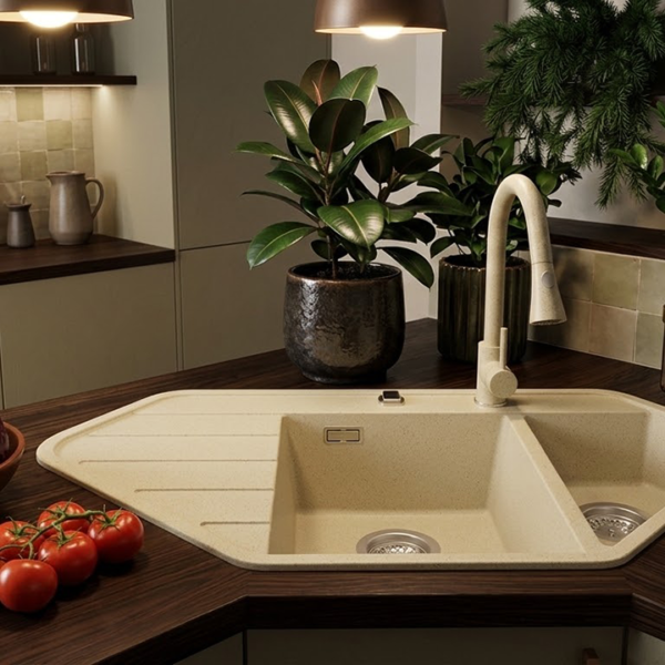 Chiuveta bucatarie granit copenhaga 900 corner bej 01 termek
