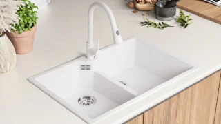 Chiuveta bucatarie granit madrid 80 twin alb termek