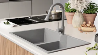 Chiuveta bucatarie granit madrid 80 twin gri termek