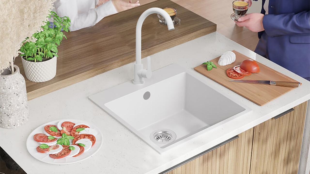 Chiuveta bucatarie granit Riga 50 alb