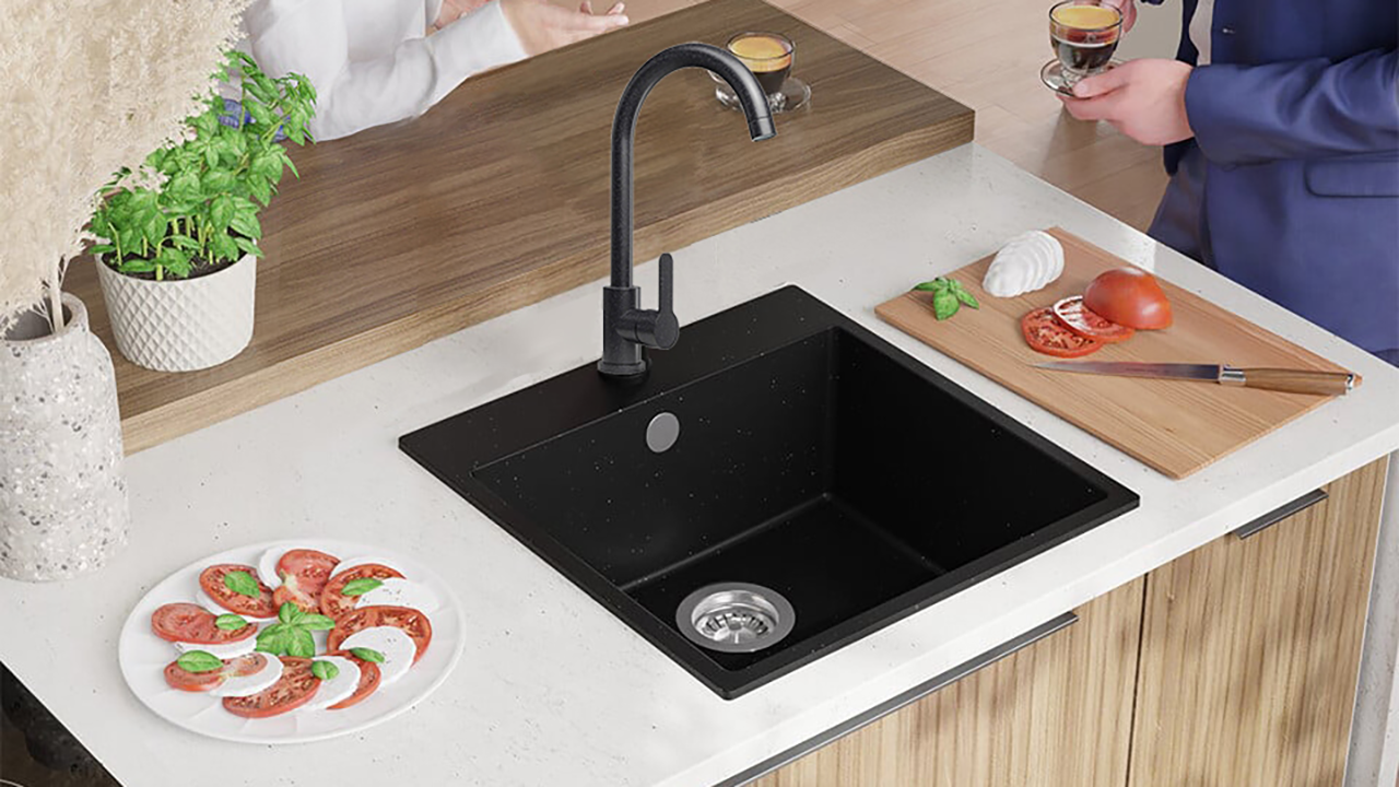 Chiuveta bucatarie granit Riga 50 negru metalizat