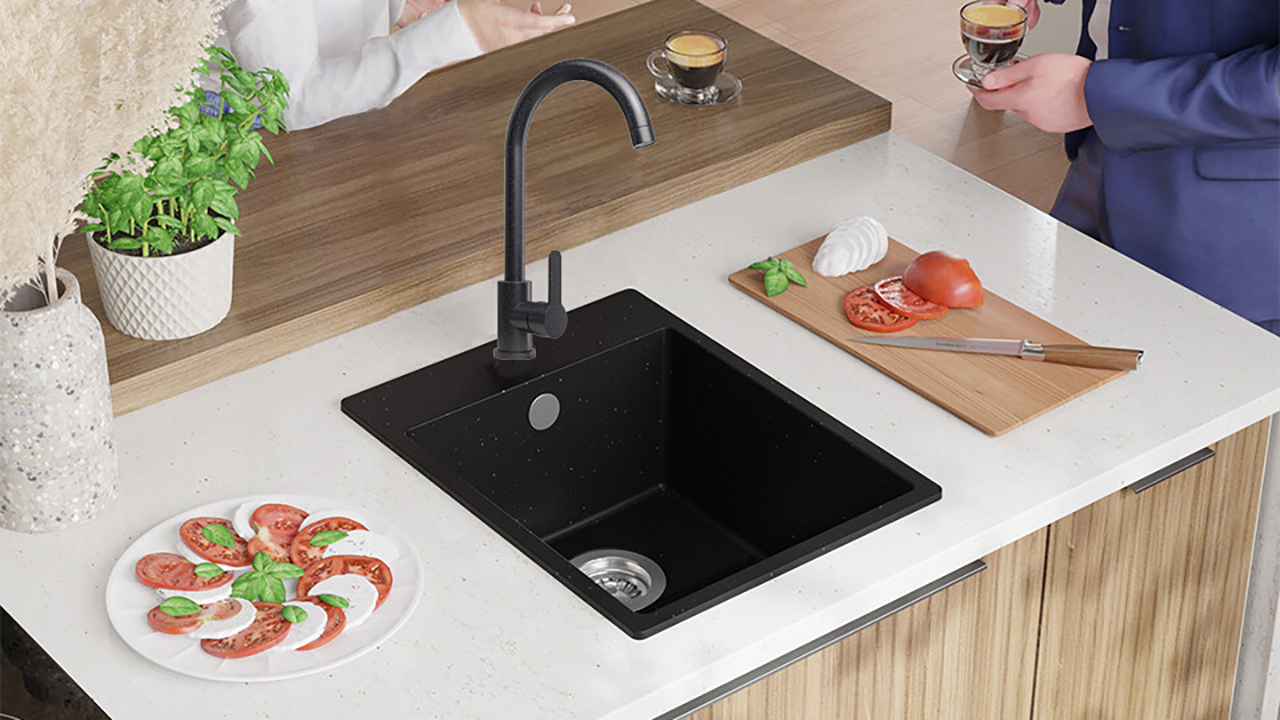 Chiuveta bucatarie granit Riga negru metalizat