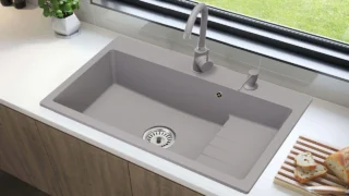 Chiuveta bucatarie granit Artemis cu baterie cadou gri