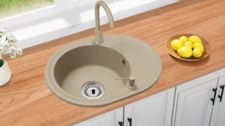 Chiuveta bucatarie granit Gaia cu baterie cadou bej