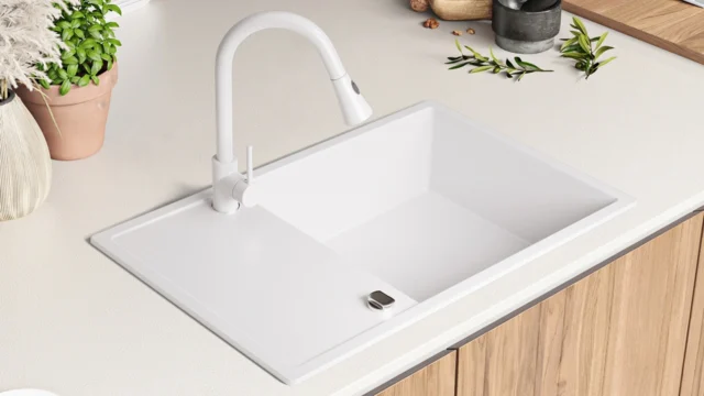 Chiuveta bucatarie granit Ibiza 780-60 alb